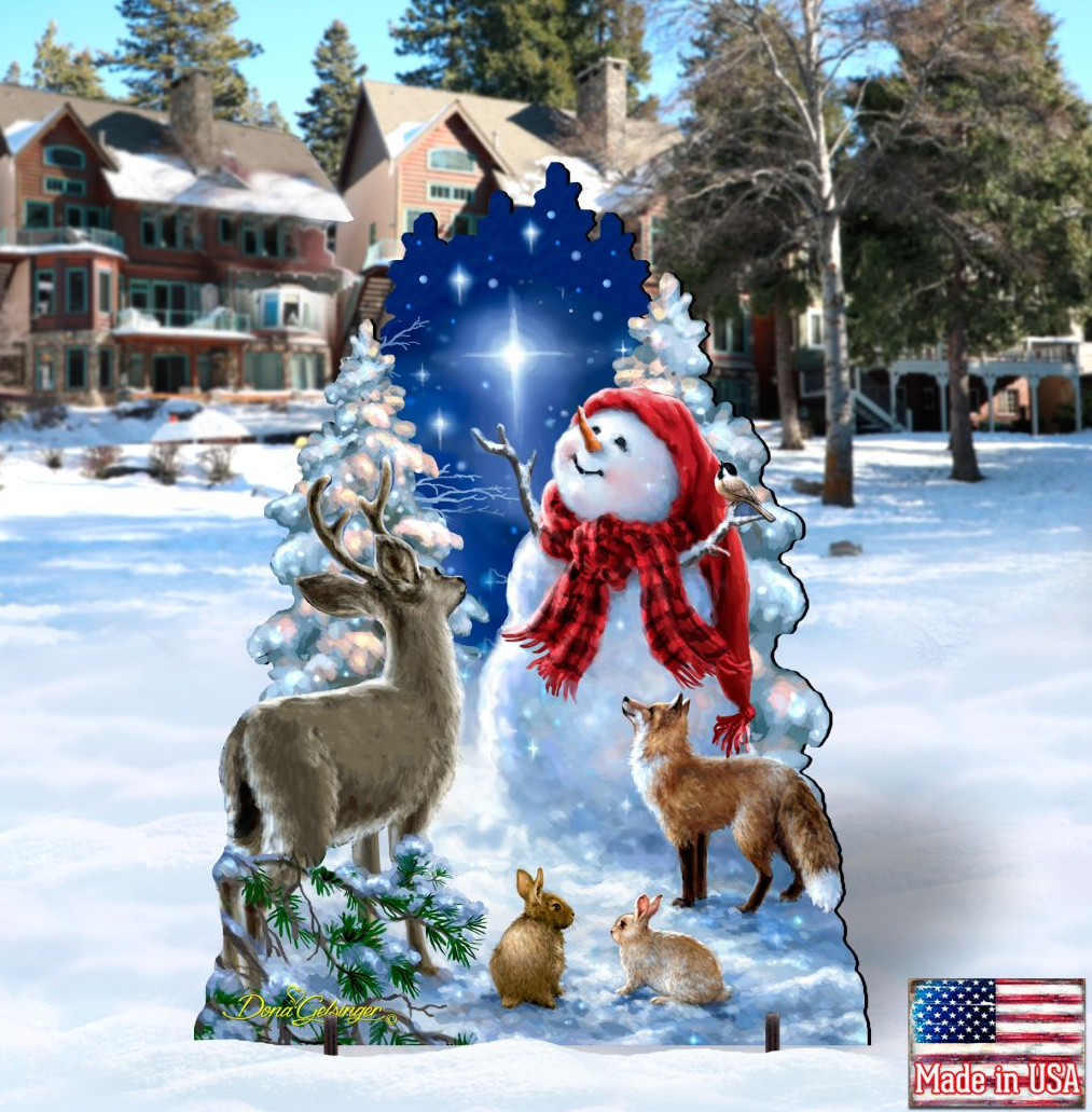 Heaven Wildlife Snowman Frosty Friends Outdoor - Christmas Decor