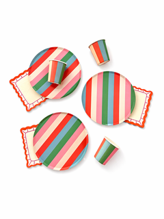 Vibrant Striped Party Pack | Plates, Cups & Napkins for 12 Guests | Pop Party Supplies