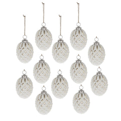 Glass Decorative Hanging Ball Christmas Tree Ornaments - White (Set of 12)