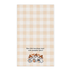 Cozy Fall Tea Towels | "Boo-tiful Mornings with Pumpkin Spice" | Perfect for Autumn, Halloween, Kitchen Decor, Gift Idea