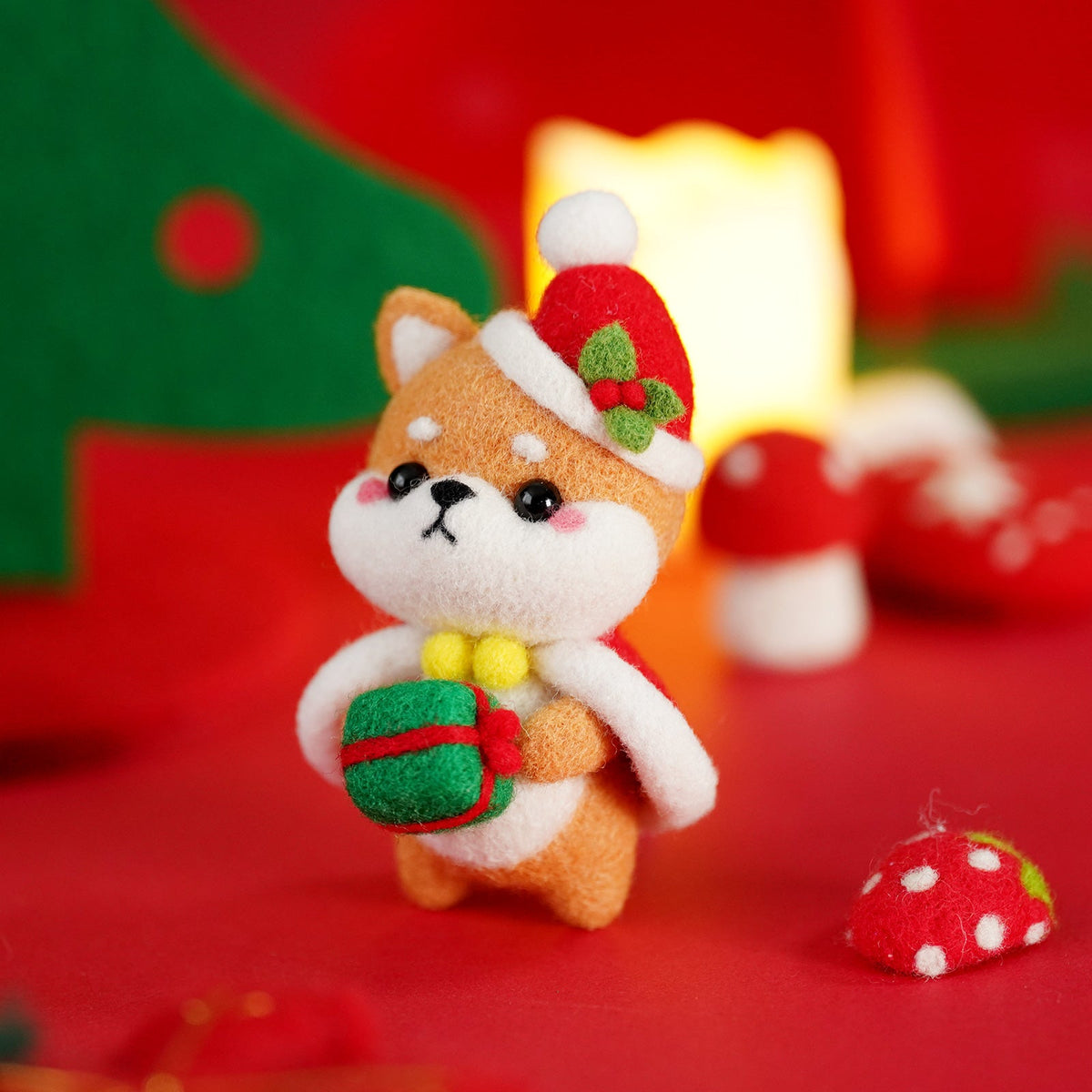 Santa Shiba Inu Cat and Bunny Christmas Needle Felting Kit by Wizardi F07N8-Z-06