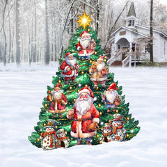 Santa Claus-Themed Christmas Tree Outdoor Indoor Decor Wooden Christmas Decoration by G. Debrekht Christmas Decor - 8191516F