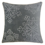 Gray Velvet Holiday Throw Pillow with Insert - Gray