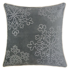 Gray Velvet Holiday Throw Pillow with Insert - Gray