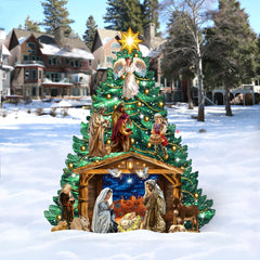 Nativity-Themed Christmas Tree Outdoor Indoor Decor Wooden Christmas Decoration by D. Gelsinger Christmas Decor - 8191503F-DG