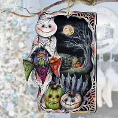 Night of the Pumpkins Wooden Ornaments by Jamie Mills-Price Halloween Decor - 8611078-MP