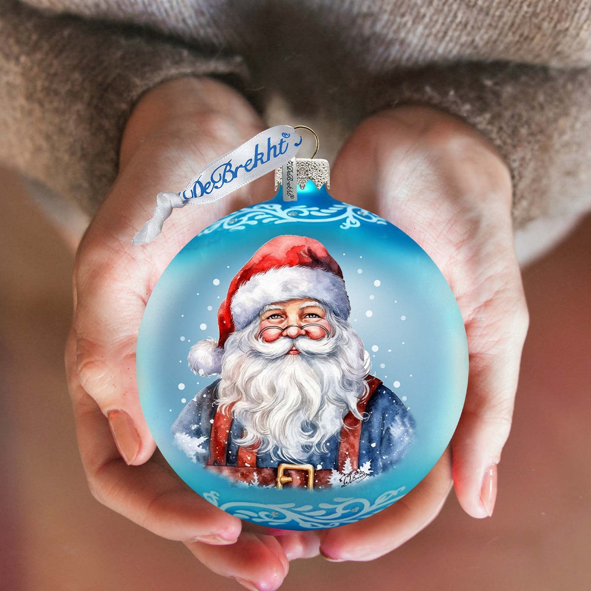 Santa's Magical Presence Ball Glass Ornament by G. Debrekht - Christmas Santa Snowman Decor - 73375