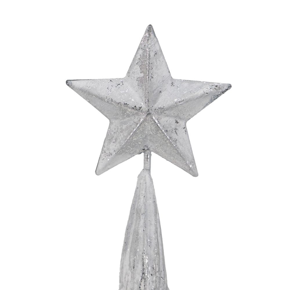 Resin / Foil Christmas Tree With Star Top (Set of 3) - White / Silver