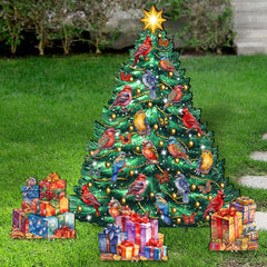 Christmas Birds-Themed Christmas Tree Set Outdoor Indoor Decor Wooden Christmas Decoration by G. Debrekht Christmas Decor - 8191511F-G