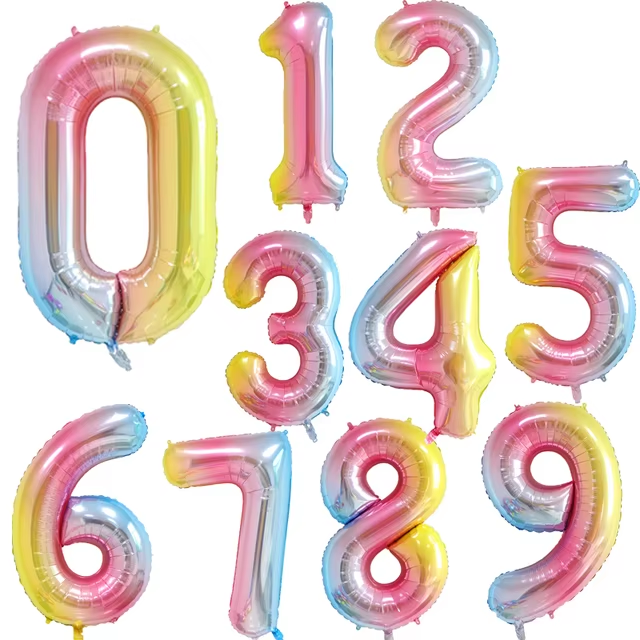 Rainbow Gradient Colorful Number Balloon Foil Balloon