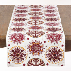 Fennco Styles Holiday Decor Red Snowflake Print Tablecloth