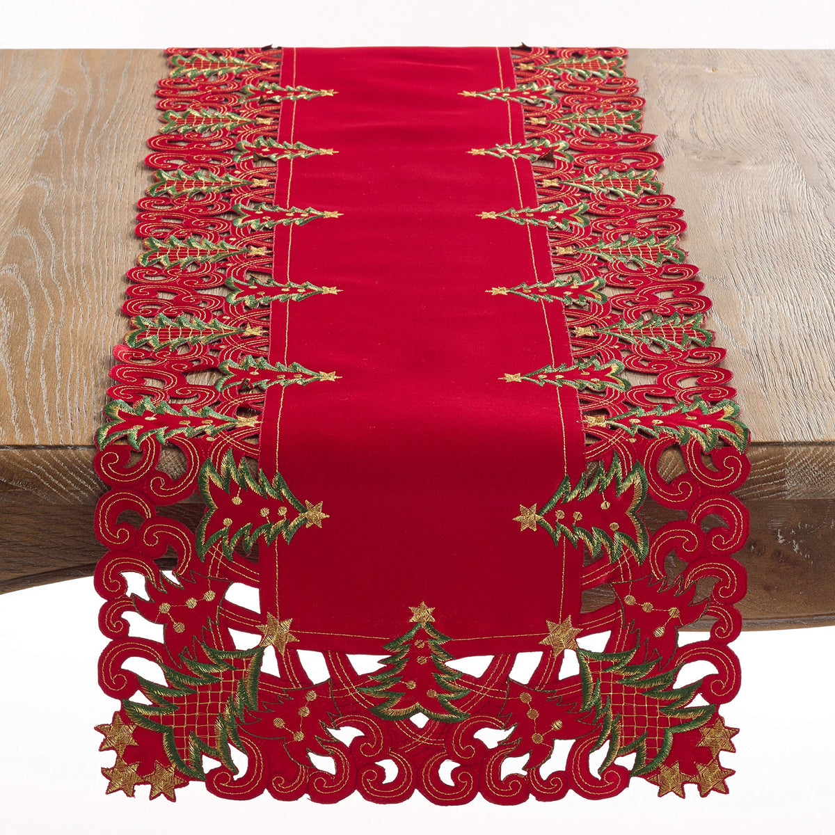 Fennco Styles Pandora Collection Holiday Christmas Tree Table Linens