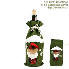 Christmas Wine Bottle Cover Merry Christmas Decorations For Home 2024 Christmas Ornament Xmas Navidad Natal Gifts New Year 2025