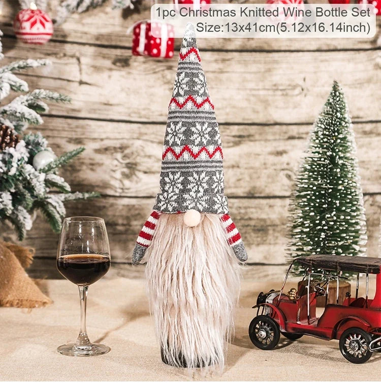 Christmas Wine Bottle Cover Merry Christmas Decorations For Home 2024 Christmas Ornament Xmas Navidad Natal Gifts New Year 2025