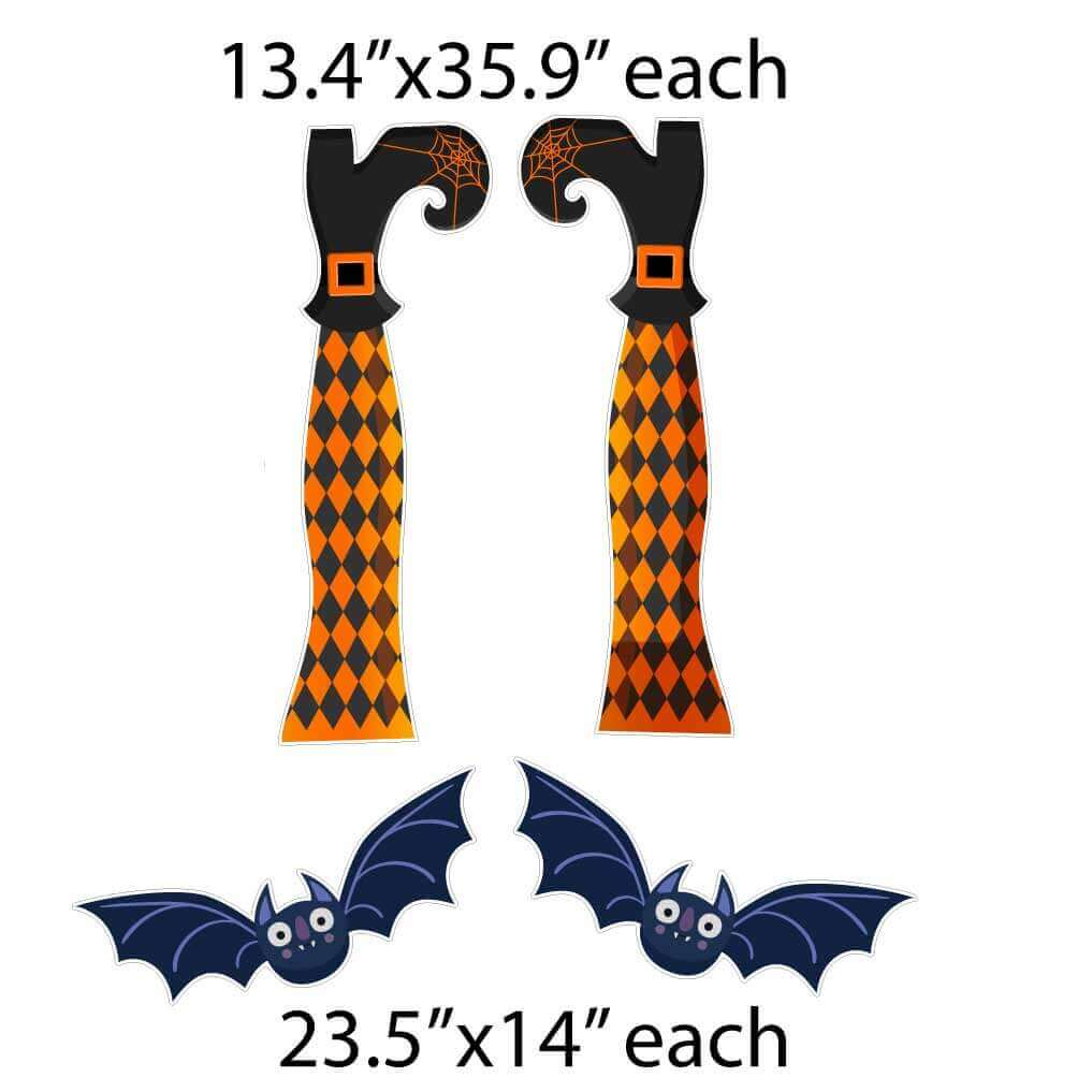 BOO! Witch Legs Halloween Yard Decorations – 12-Piece Outdoor Lawn Sign Set with Witch Hats, Bats & Stakes