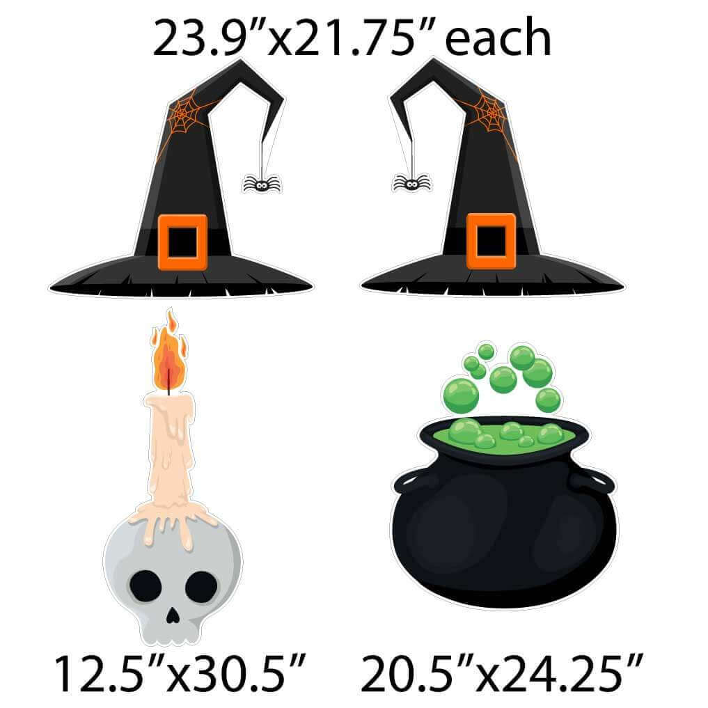 BOO! Witch Legs Halloween Yard Decorations – 12-Piece Outdoor Lawn Sign Set with Witch Hats, Bats & Stakes