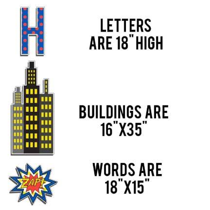 Superhero Happy Birthday Letters Yard Cards 18 piece set