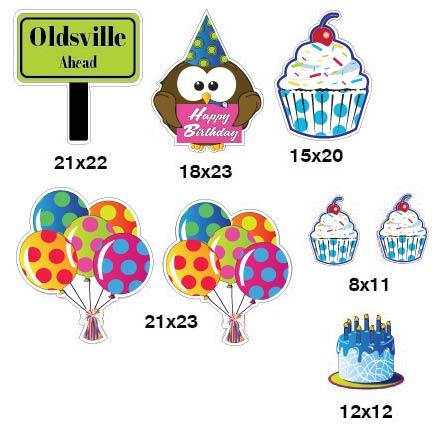 Oldsville Happy Birthday Funny Yard Cards 8 piece set
