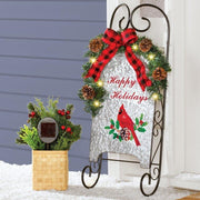 Solar-Lighted Cardinal Wall Sleigh Decoration