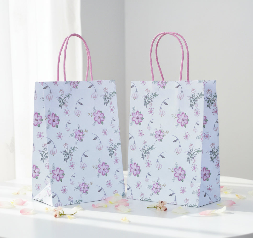Pink Floral Party Bags (Set of 8)