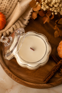 Pumpkin Glass Candle with Lid | Fall Home Decor | Autumn Candle Gift