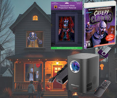 HoliScapes® USB Projector Kit - Creepy Clowns + Projector + 48" x 72" Projection Screen