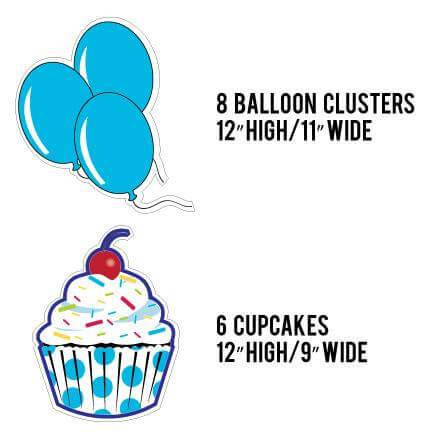 Cupcakes and Balloons Birthday Pathway Markers 14 pcs