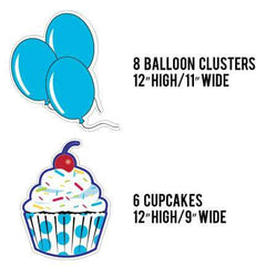 Cupcakes and Balloons Birthday Pathway Markers 14 pcs
