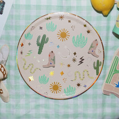 Western Cowboy Paper Plates – Boots, Cactus & Snake Catcher Design (x 12)