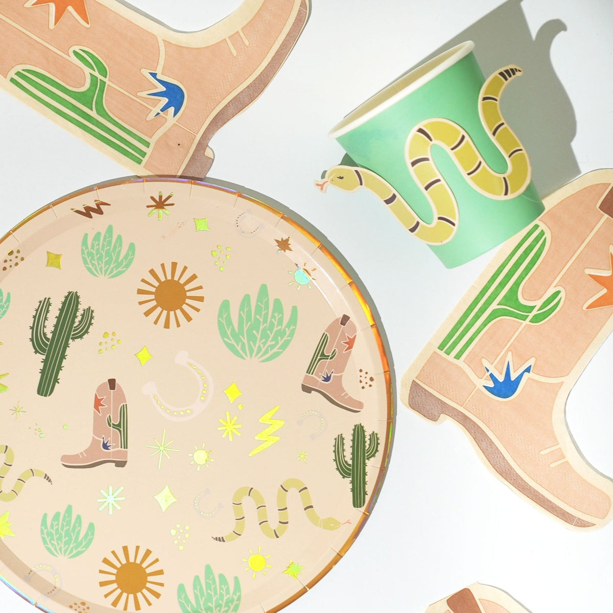 Western Birthday Party Supplies Pack (Serves 12) | Cowboy & Rodeo Themed Kids Party Kit | Plates, Cups & Tableware Set