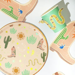 Western Birthday Party Supplies Pack (Serves 12) | Cowboy & Rodeo Themed Kids Party Kit | Plates, Cups & Tableware Set