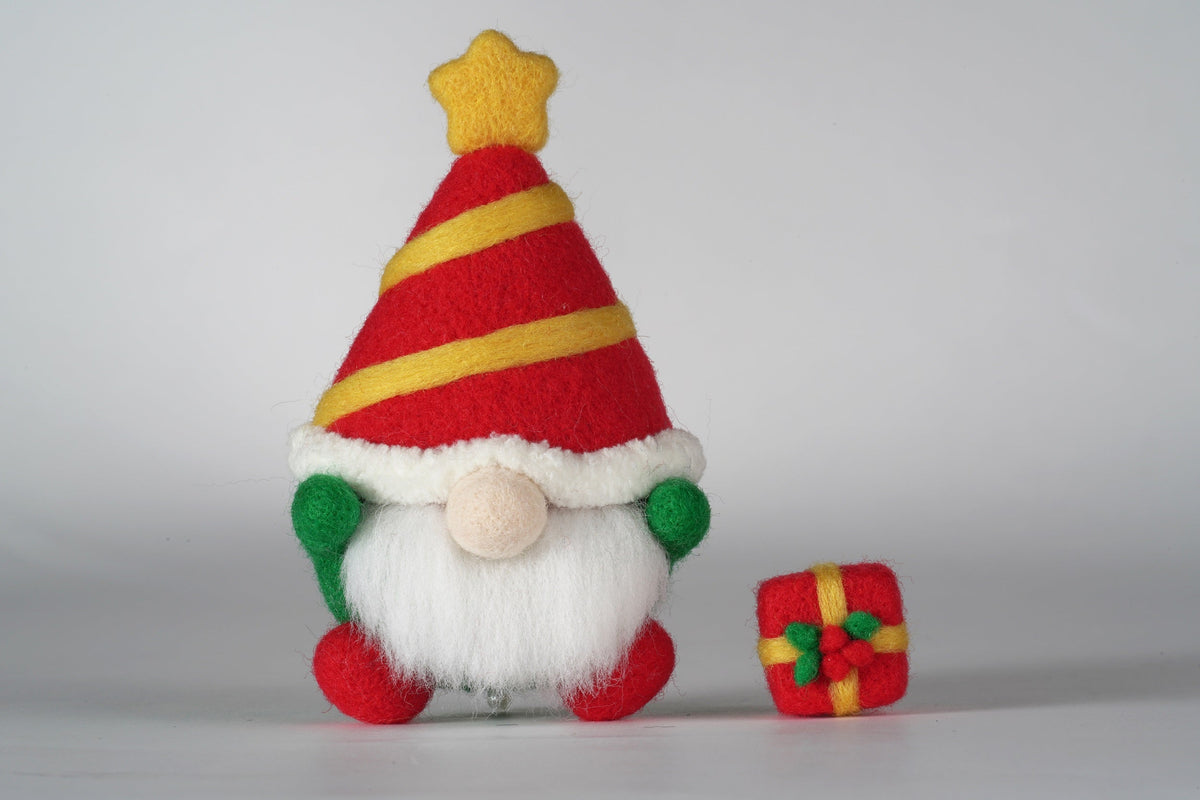 Striped Hat Christmas Gnome Needle Felting Kit by Wizardi F07N8-491