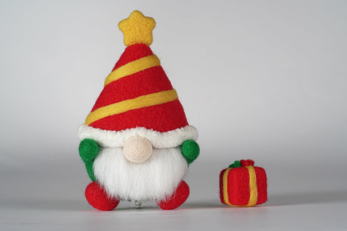 Striped Hat Christmas Gnome Needle Felting Kit by Wizardi F07N8-491