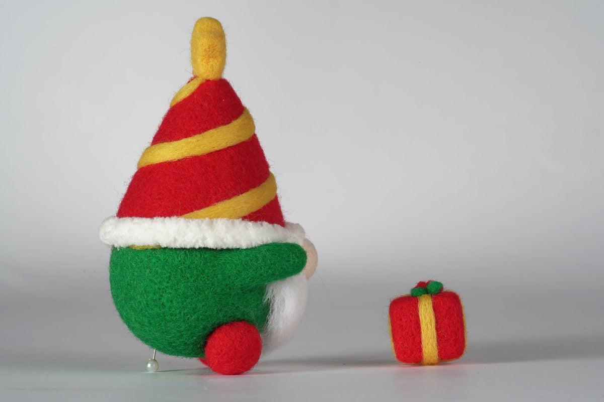 Striped Hat Christmas Gnome Needle Felting Kit by Wizardi F07N8-491