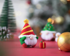 Striped Hat Christmas Gnome Needle Felting Kit by Wizardi F07N8-491