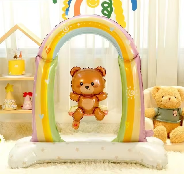 Teddy Bear on a Swing Standing Foil Balloon Decoration