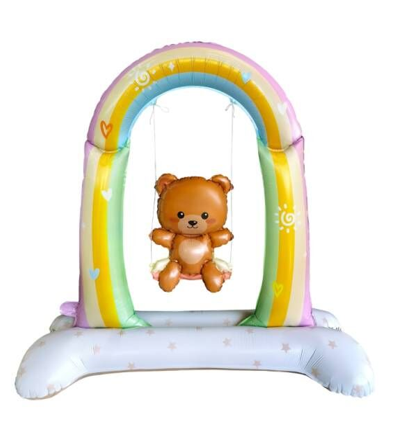 Teddy Bear on a Swing Standing Foil Balloon Decoration