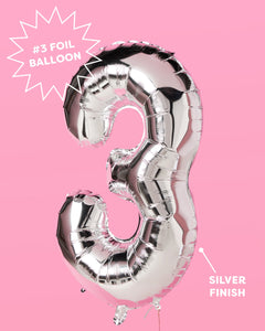 30 Number Balloons - 40" silver foil balloons