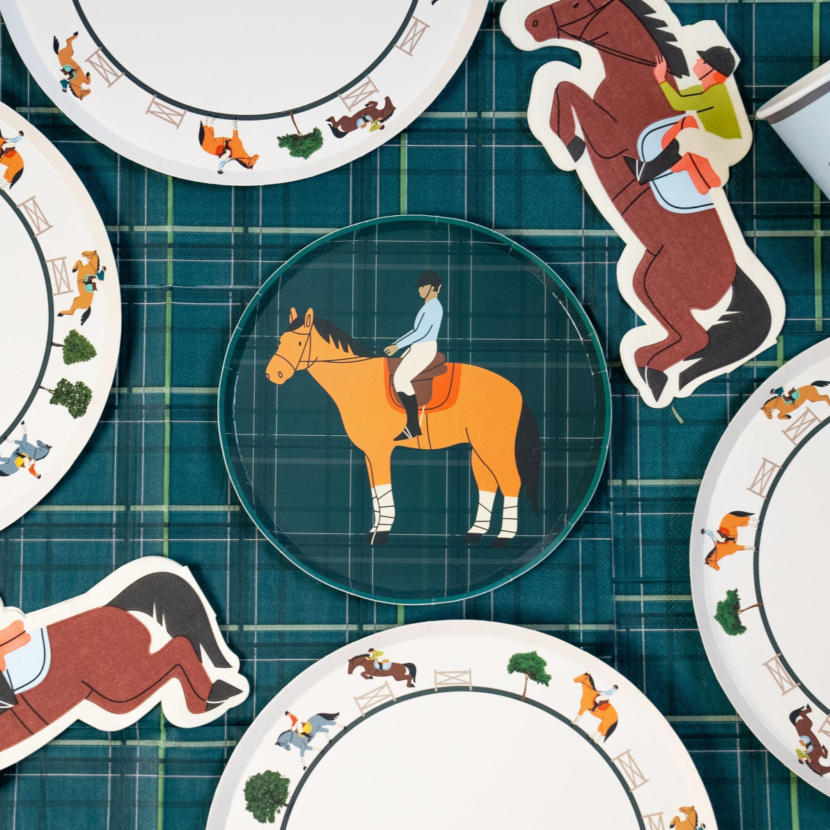 Equestrian Horse Riding Paper Dinner Plates (9 Inch) | Hunter Jumper Party Theme | Eco-Friendly, Recyclable Horse Party Plates for Kids & Adults (x 12)