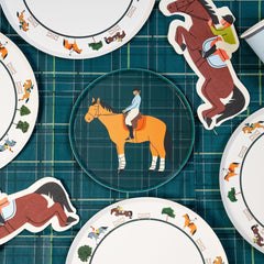 Equestrian Horse Riding Paper Dinner Plates (9 Inch) | Hunter Jumper Party Theme | Eco-Friendly, Recyclable Horse Party Plates for Kids & Adults (x 12)