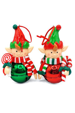 Christmas Ornament -  Glossy Gingerbread Elf with Candy Cane. Wizardi Festive Decoration F07-N2-17-E2506B