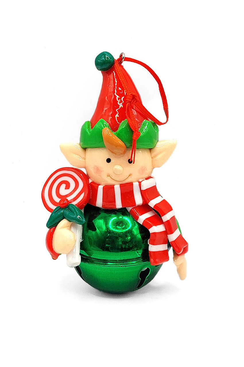 Christmas Ornament - Glossy Gingerbread Elf with Lollipop. Wizardi Festive Decoration F07-N2-17-E2506A