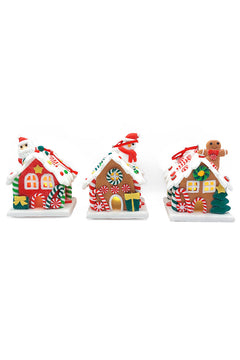Christmas Ornament - Gingerbread Snow House with Snowman. Wizardi Festive Decoration F07-N2-18-EE403C