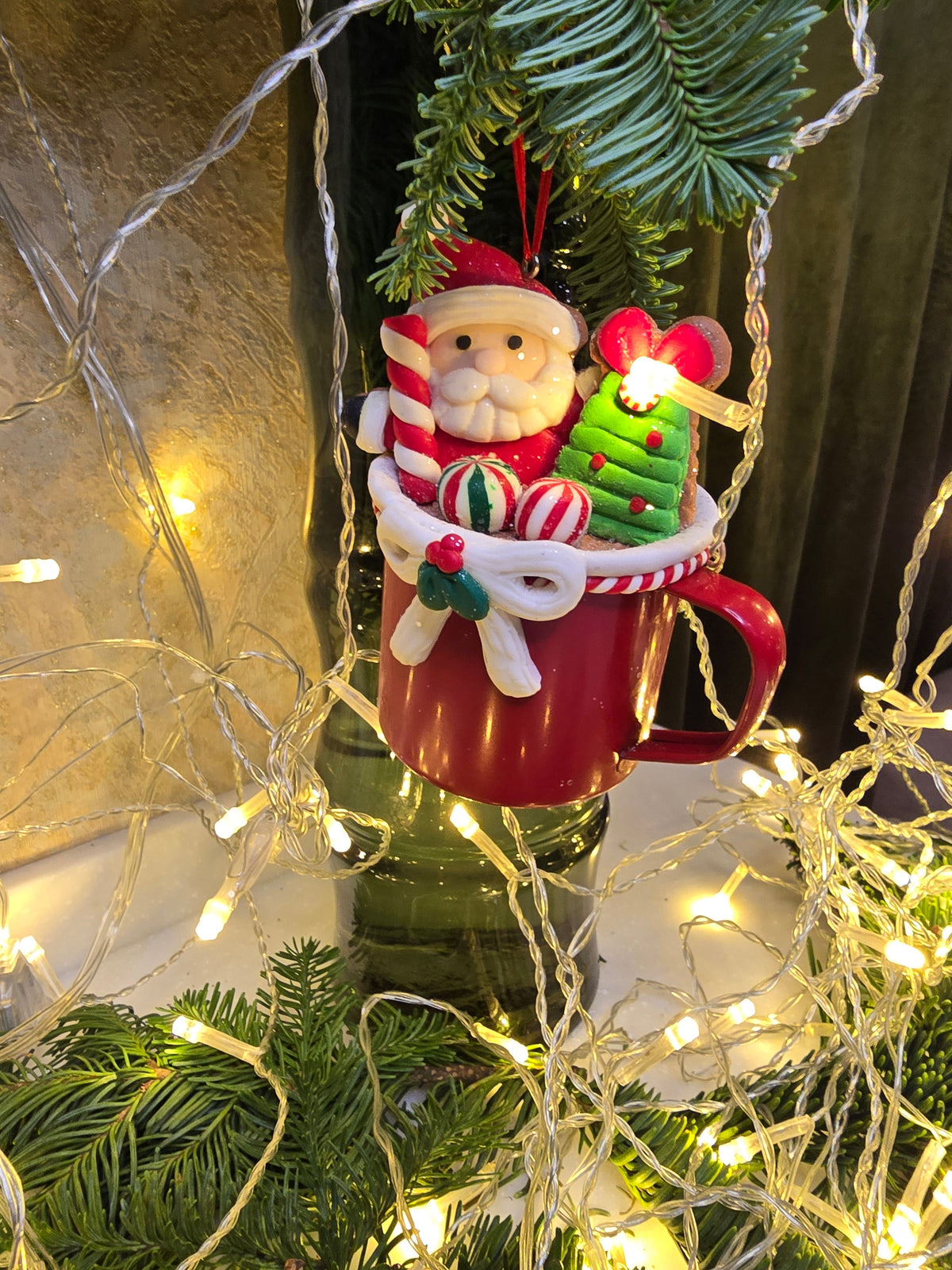 Christmas Ornament - Cup with Gingerbread Man. Festive Decoration