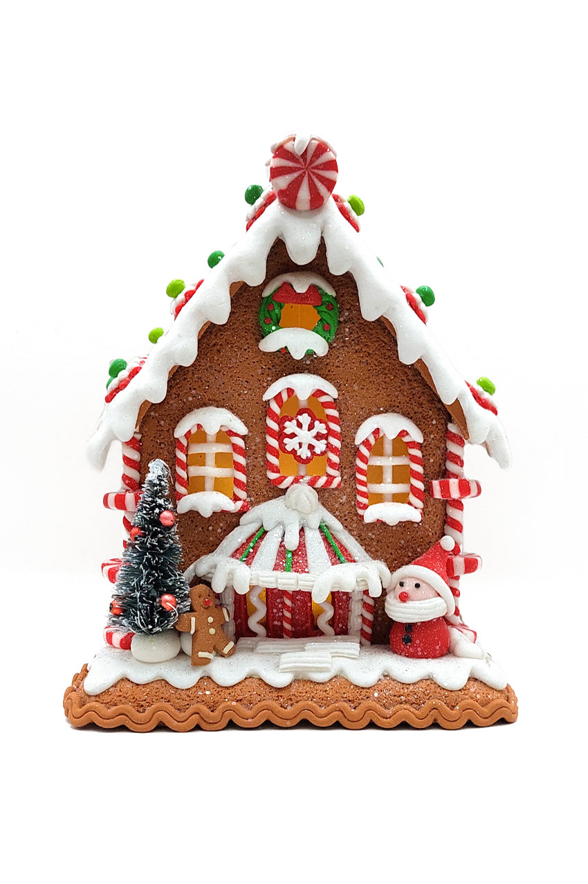 Christmas Gingerbread House with Santa. Wizardi Festive Decoration F07-N2-23-AAA008A