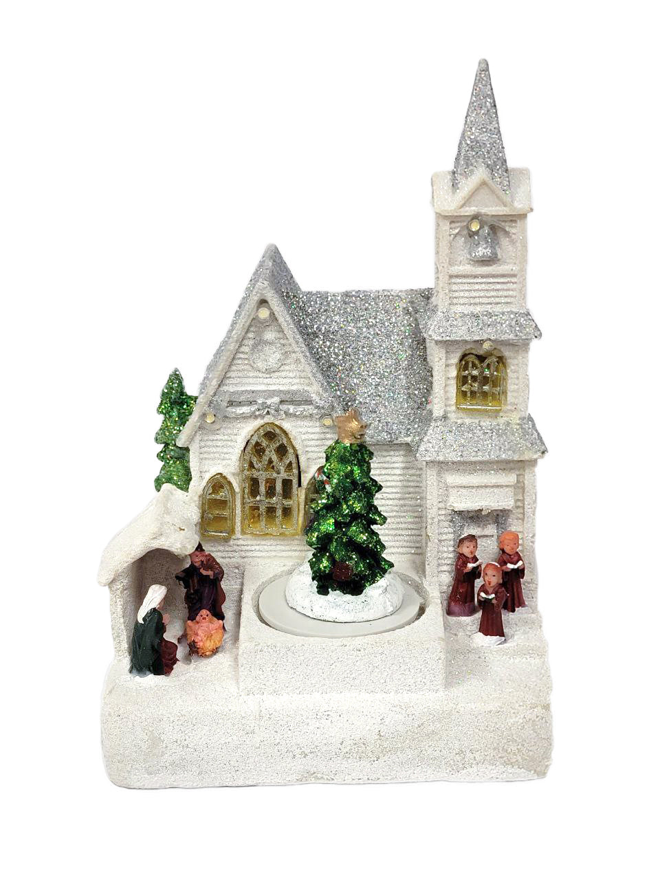 Winter Church with Christmas Tree. Christmas Village by Wizardi F07-N6-6