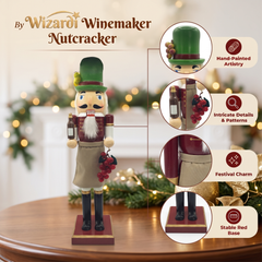 Winemaker with Grapes Christmas Wooden Nutcracker 15 in by Wizardi F07M14-20-N01850A