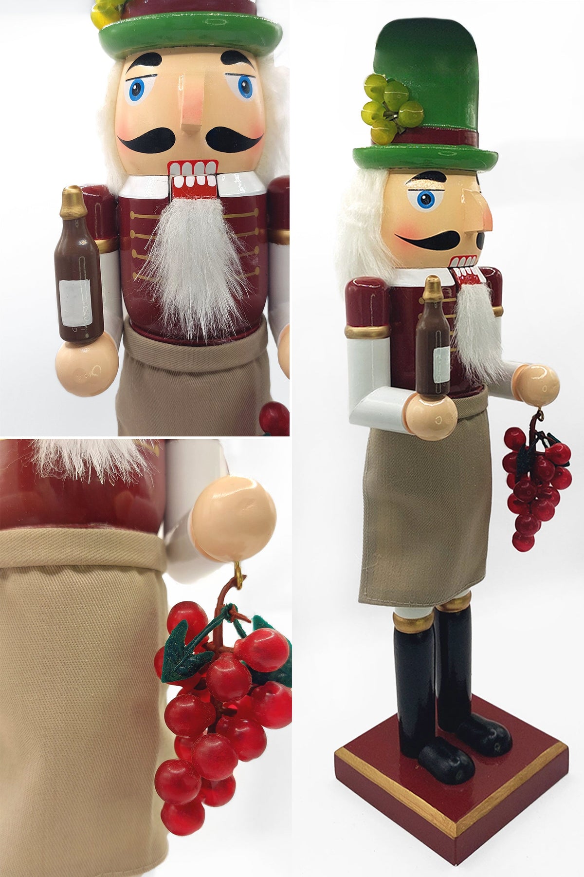 Winemaker with Grapes Christmas Wooden Nutcracker 15 in by Wizardi F07M14-20-N01850A