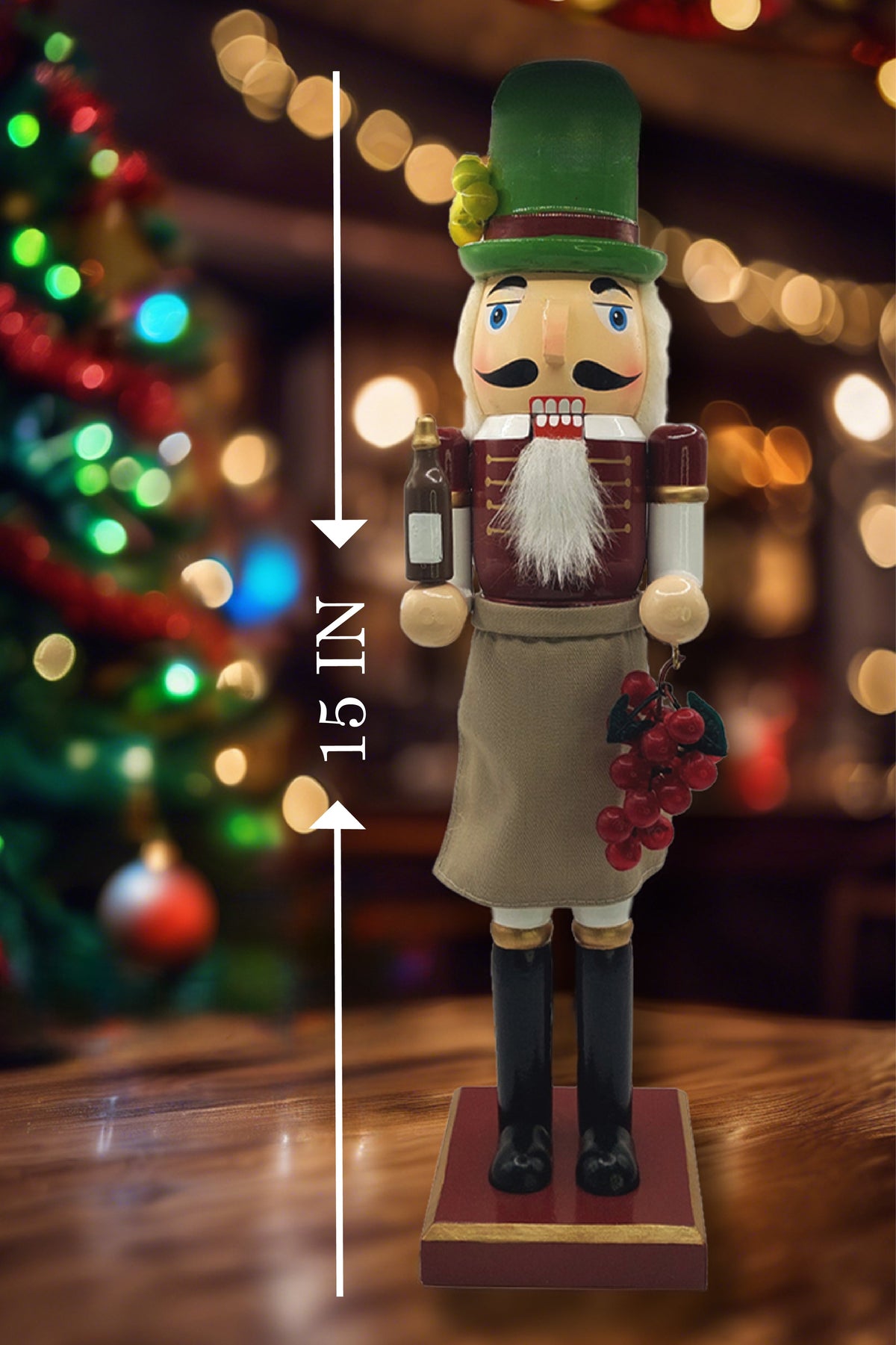 Winemaker with Grapes Christmas Wooden Nutcracker 15 in by Wizardi F07M14-20-N01850A