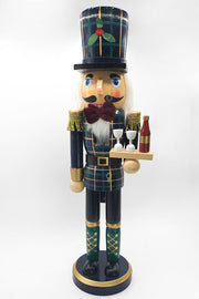 Tartan Butler with Wine Tray Christmas Wooden Nutcracker 15 in by Wizardi F07M14-20-N01850C